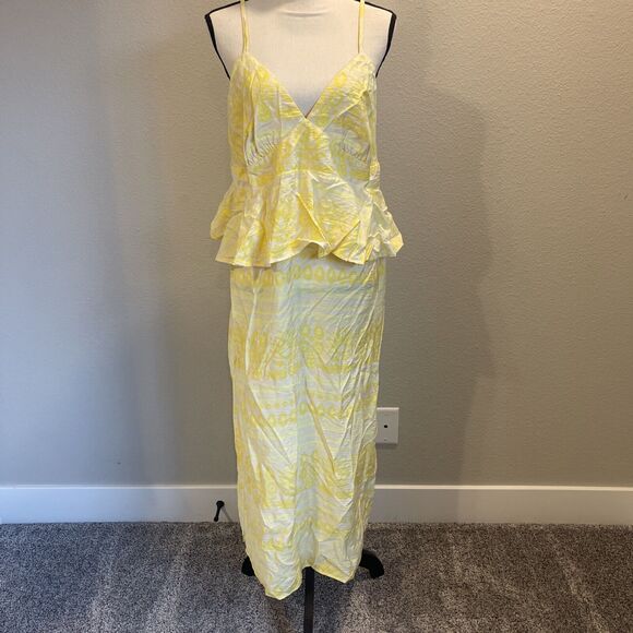 Future Collective Jenny K Lopez Yellow Empire Waist Maxi Dress NWT Sz 17 - Picture 1 of 9